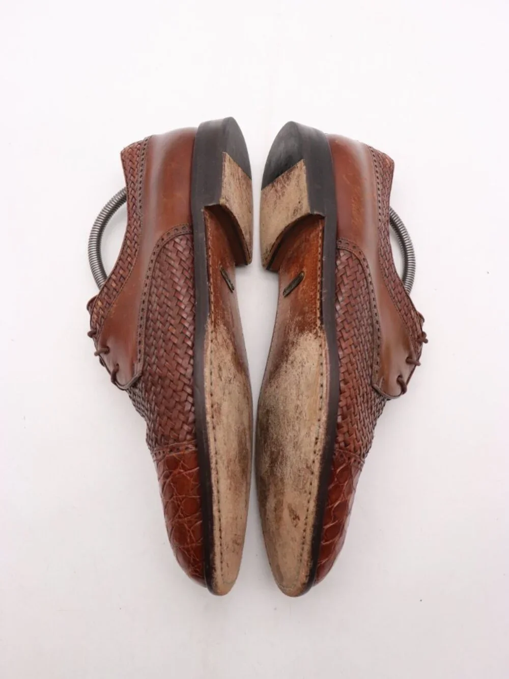 Mezlan Salinas Men's 10 M Genuine Crocodile Brown Woven Leather Oxford Cap Toe